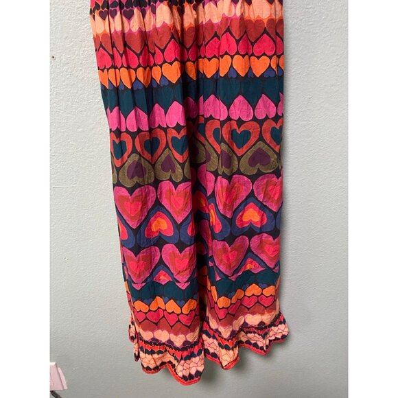 New NWT Farm Rio Anthropologie Beaded Heart Smocked Cover-Up Dress Size Small - Picture 4 of 10